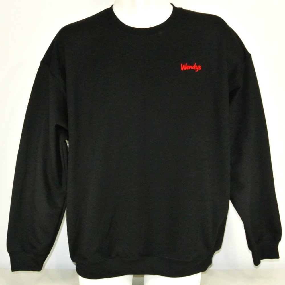 WENDY'S Hamburgers Black Sweatshirt Employee Uniform Shirt Size M Medium - Picture 4 of 10